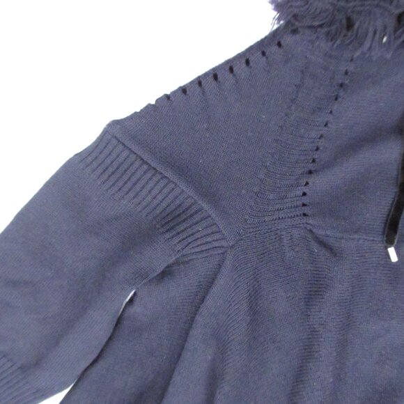 HIGH Womens S Navy Blue Wool Turtleneck Short Sweater Long Sleeve Lightweight - Picture 4 of 16